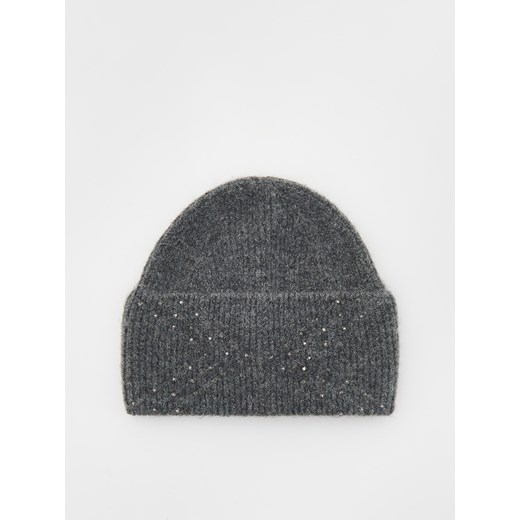 Reserved - Czapka z ozdobnymi krzyształkami - ciemnoszary Reserved ONE SIZE okazja Reserved