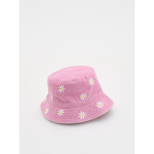 Reserved - Kapelusz bucket hat z haftem - różowy ze sklepu Reserved w kategorii Czapki dziecięce - zdjęcie 178447376