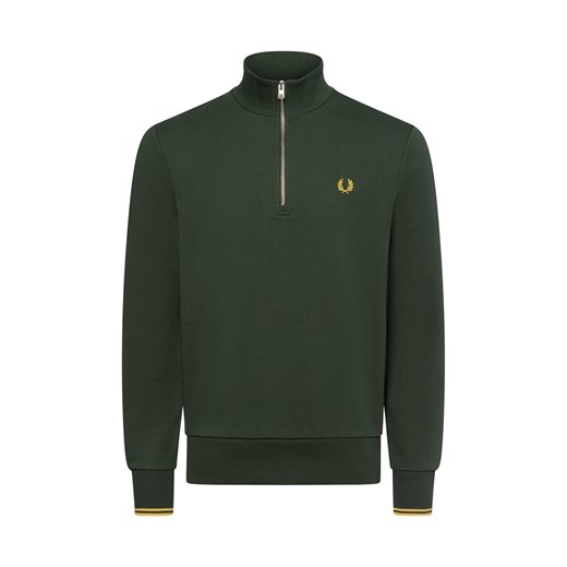 Fred Perry Męska bluza nierozpinana Mężczyźni Bawełna khaki jednolity ze sklepu vangraaf w kategorii Bluzy męskie - zdjęcie 178449176