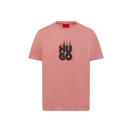 HUGO Koszulka męska - Dalayer Mężczyźni Bawełna brudny róż jednolity ze sklepu vangraaf w kategorii T-shirty męskie - zdjęcie 178449187