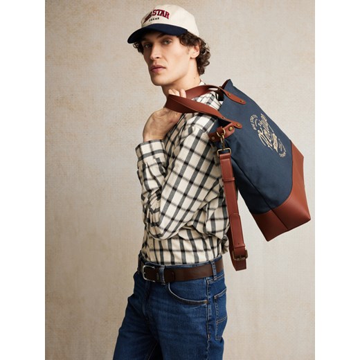 Torba unisex ze skórzanymi elemantami granatowo-brązowa Arvis 00 ze sklepu Big Star w kategorii Torby Shopper bag - zdjęcie 178450516