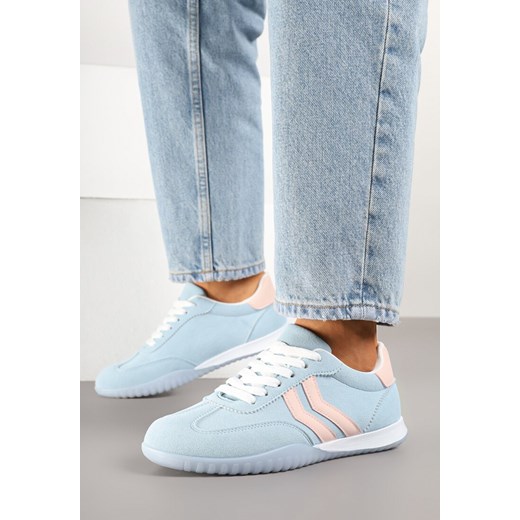 Niebieskie Sneakersy w Typie Tenisówek z Ozdobnymi Paskami Zommea ze sklepu born2be.pl w kategorii Buty sportowe damskie - zdjęcie 178451486