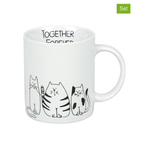 Könitz Kubki (2 szt.) &quot;Funny cats&quot; w kolorze biało-czarnym do kawy - 330 ml ze sklepu Limango Polska w kategorii Kubki - zdjęcie 178452047