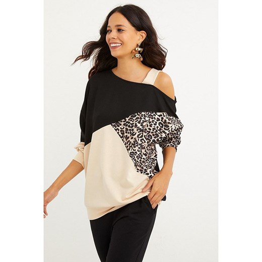 Cool and sexy Bluza w kolorze czarno-beżowym ze sklepu Limango Polska w kategorii Bluzy damskie - zdjęcie 178452048