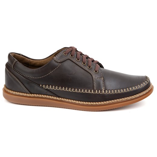 Buty Męskie Skórzane Casual Model 313GT ciemno brązowe ze sklepu butyolivier w kategorii Buty zimowe męskie - zdjęcie 178454869