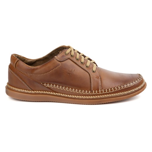 Buty Męskie Skórzane Casual Model 313GT camel ze sklepu butyolivier w kategorii Buty zimowe męskie - zdjęcie 178454895