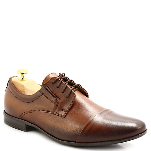 Buty męskie wizytowe - LEADER 245D-606 BRĄZOWE ze sklepu Tymoteo.pl - sklep obuwniczy w kategorii Buty eleganckie męskie - zdjęcie 178455787