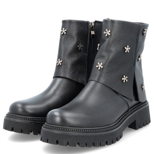 Botki Tymoteo czarne casual bez zapięcia 