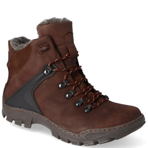 Wysokie buty zimowe, naturalne futro - KENT 119 BRĄZOWE ze sklepu Tymoteo.pl - sklep obuwniczy w kategorii Buty zimowe męskie - zdjęcie 178466607