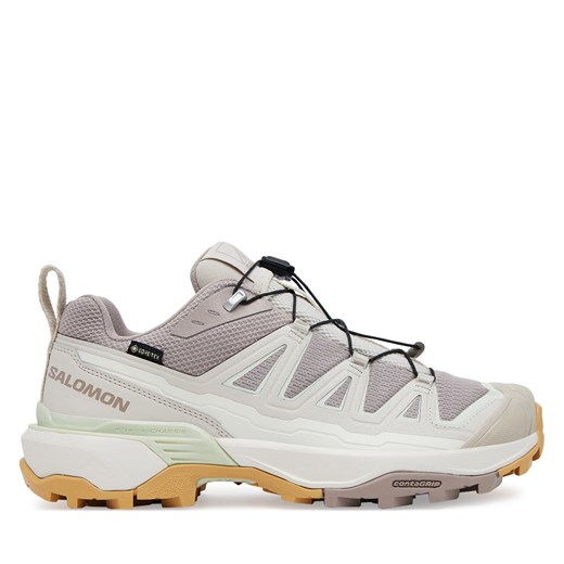 Buty sportowe damskie Salomon szare płaskie wiązane gore-tex 