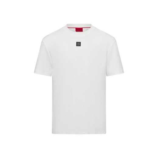 HUGO Koszulka męska - Dalile Mężczyźni Bawełna écru jednolity ze sklepu vangraaf w kategorii T-shirty męskie - zdjęcie 178480888