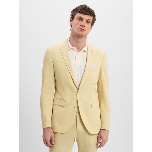 Finshley & Harding London Męska marynarka garniturowa - Brixdon Mężczyźni Slim Fit żółty jednolity ze sklepu vangraaf w kategorii Marynarki męskie - zdjęcie 178480957