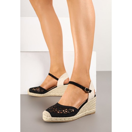Espadryle damskie Renee z klamrą na lato na koturnie