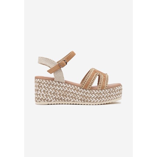 Espadryle damskie Renee beżowe z klamrą casual 