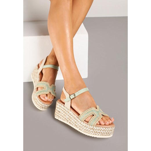 Espadryle damskie Renee zielone z klamrą