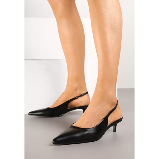 Czarne Sandały na Kaczuszce ze Szpiczastym Noskiem Slingback Farinea ze sklepu renee.pl w kategorii Czółenka - zdjęcie 178488479