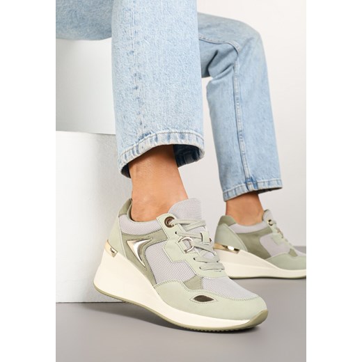 Jasnozielone Miejskie Sneakersy na Koturnie Cenerra ze sklepu renee.pl w kategorii Buty sportowe damskie - zdjęcie 178488749