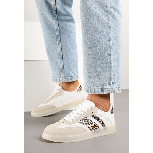 Beżowo-Panterkowe Klasyczne Sneakersy Tenisówki na Półprzezroczystej Podeszwie Niniel ze sklepu renee.pl w kategorii Buty sportowe damskie - zdjęcie 178489067