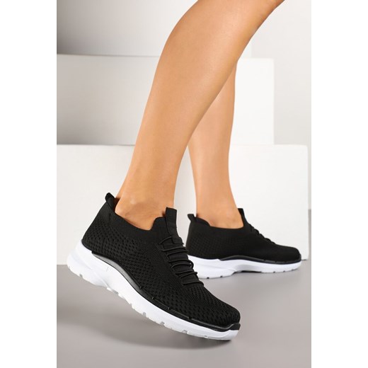 Czarne Wsuwane Buty Sportowe Sneakersy z Imitacją Sznurówek Tatanoris ze sklepu renee.pl w kategorii Buty sportowe damskie - zdjęcie 178489487