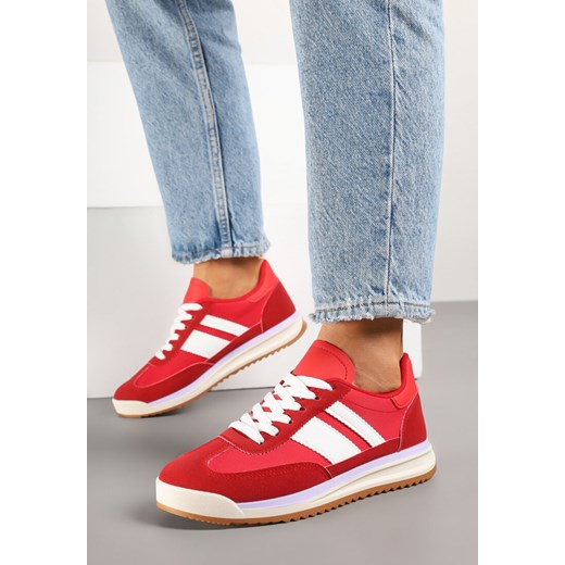Czerwone Sneakersy w Stylu Kultowych Tenisówek z Przeszyciami Lelluria ze sklepu renee.pl w kategorii Buty sportowe damskie - zdjęcie 178489715