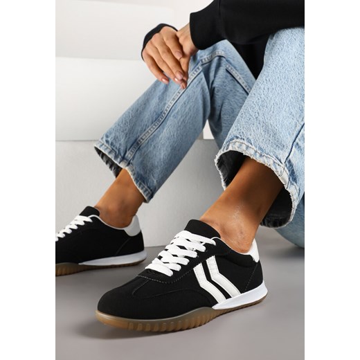 Czarne Sneakersy w Stylu Tenisówek z Paskami na Boku Cholewki Aitoria ze sklepu renee.pl w kategorii Buty sportowe damskie - zdjęcie 178490135