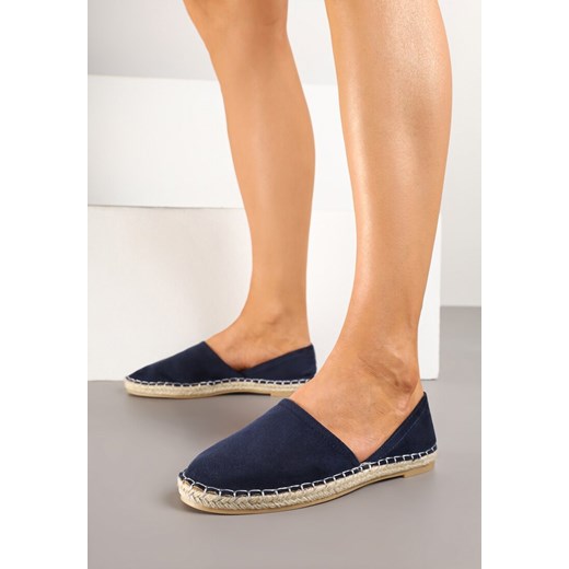 Granatowe Espadryle  Ozdobione Wyciętą Cholewką i Plecionką Wommea ze sklepu renee.pl w kategorii Espadryle damskie - zdjęcie 178490645