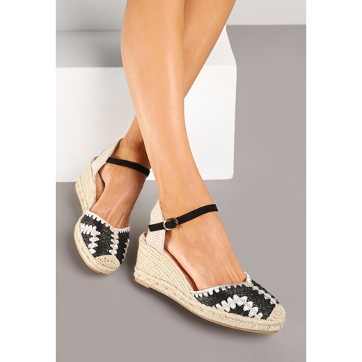 Espadryle damskie Renee czarne na koturnie