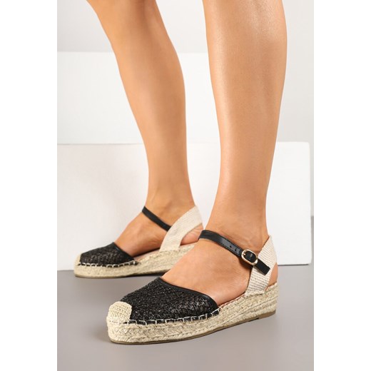 Czarne Espadryle Siateczkowe na Podeszwie z Plecionki Alianara ze sklepu renee.pl w kategorii Espadryle damskie - zdjęcie 178492325