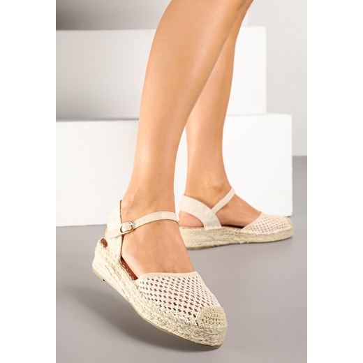 Beżowe Espadryle Siateczkowe na Podeszwie z Plecionki Alianara ze sklepu renee.pl w kategorii Espadryle damskie - zdjęcie 178492337
