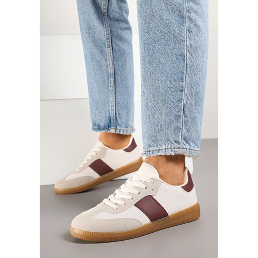Beżowo-Bordowe Sneakersy Tenisówki w Kultowym Stylu Neolithaen ze sklepu renee.pl w kategorii Buty sportowe damskie - zdjęcie 178493495