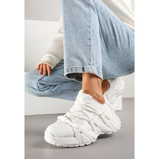 Białe Sneakersy Ozdobione Tłoczonym Wzorem Sanalitia Renee 37 okazja renee.pl