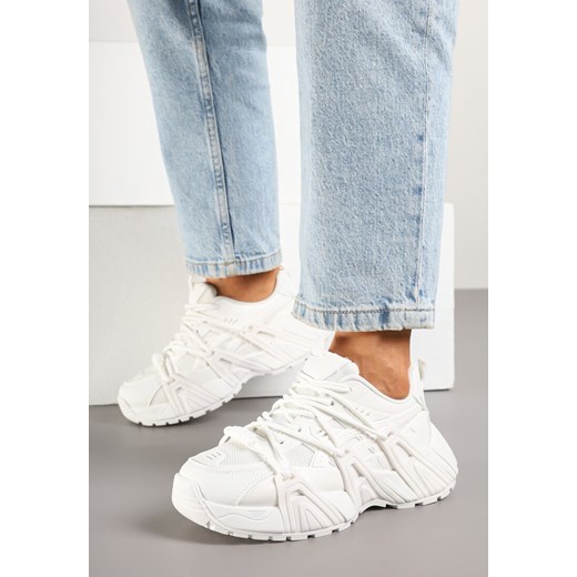 Białe Sneakersy Ozdobione Tłoczonym Wzorem Sanalitia Renee 38 okazja renee.pl