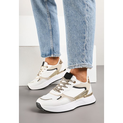 Białe Sneakersy z Panterką i Napisem Raccaria ze sklepu renee.pl w kategorii Buty sportowe damskie - zdjęcie 178493909