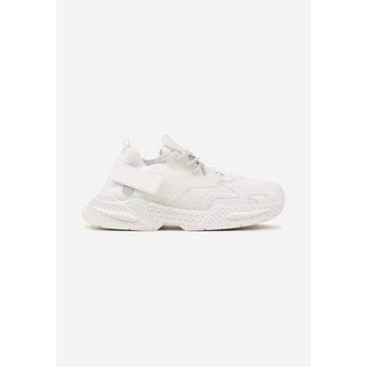 Białe Sneakersy w Streetwearowym Stylu z Ozdobnym Rzepem Akkaria Renee 40 okazyjna cena renee.pl