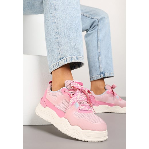 Różowe Sneakersy z Tłoczoną Platformą Xilanne ze sklepu renee.pl w kategorii Buty sportowe damskie - zdjęcie 178494826