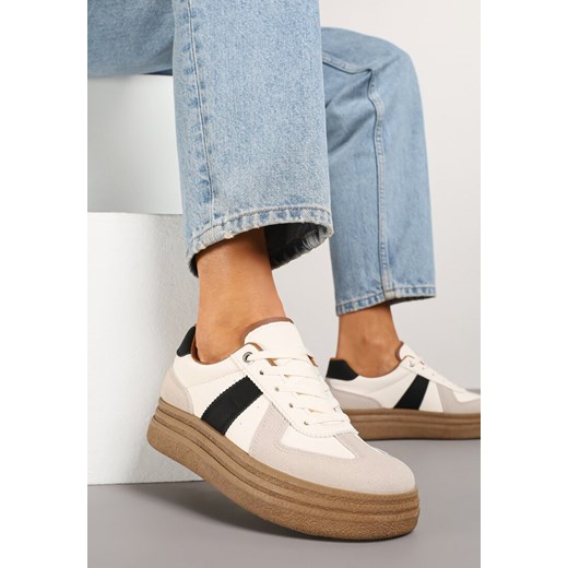 Beżowo-Czarne Sneakersy w Stylu Kultowych Tenisówek na Grubej Podeszwie Nanniris ze sklepu renee.pl w kategorii Buty sportowe damskie - zdjęcie 178496857