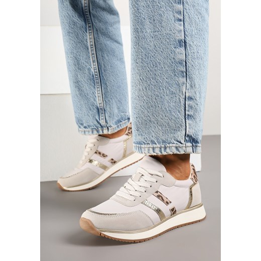 Jasnoszare Sneakersy z Metalicznym Wzorem Alusa ze sklepu renee.pl w kategorii Buty sportowe damskie - zdjęcie 178497496
