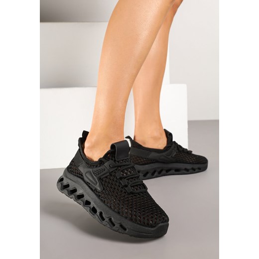 Czarne Buty Sportowe Sneakersy Siateczkowe na Tłoczonej Platformie Lurilia ze sklepu renee.pl w kategorii Buty sportowe damskie - zdjęcie 178497949