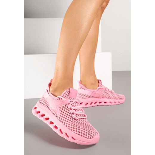 Fuksjowe Buty Sportowe Sneakersy Siateczkowe na Tłoczonej Platformie Lurilia ze sklepu renee.pl w kategorii Buty sportowe damskie - zdjęcie 178497967