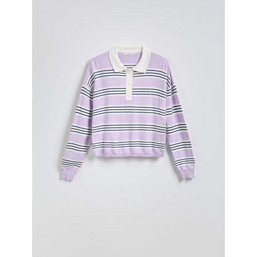 Reserved - Sweter polo w paski - lawendowy ze sklepu Reserved w kategorii Swetry damskie - zdjęcie 178499326