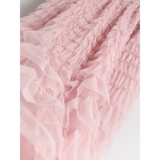 Reserved - Tiulowa spódnica z falbanami - pastelowy róż Reserved XL Reserved