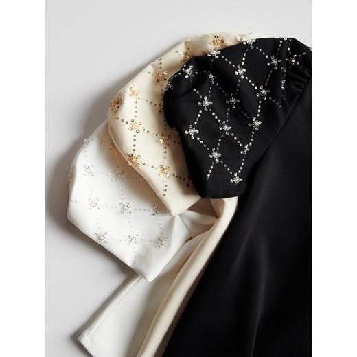 Reserved - Bluzka z ozdobnymi rękawami - biały Reserved XL Reserved