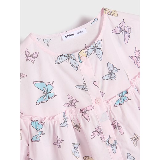 Sinsay - Koszula z lekkiej dzianiny w kolorowe motyle - wielobarwny Sinsay 134 Sinsay