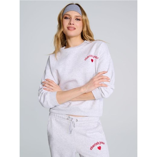 Sinsay - Bluza z napisem - szary ze sklepu Sinsay w kategorii Bluzy damskie - zdjęcie 178502807