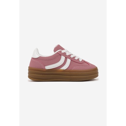 Różowe Buty Sportowe Sneakersy w Stylu Tenisówek z Geometrycznym Wzorem Olithena ze sklepu born2be.pl w kategorii Buty sportowe dziecięce - zdjęcie 178503795
