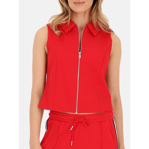 Czerwona rozpinana kamizelka damska Red Button Zipper ze sklepu Eye For Fashion w kategorii Kamizelki damskie - zdjęcie 178514179