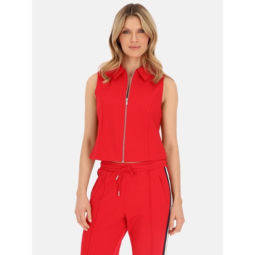 Czerwona rozpinana kamizelka damska Red Button Zipper Red Button 34 Eye For Fashion