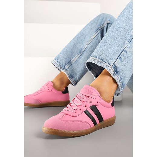 Różowe Sneakersy Sportowe Tenisówki z Modnymi Przeszyciami i Paskami Zarelna ze sklepu renee.pl w kategorii Buty sportowe damskie - zdjęcie 178514408