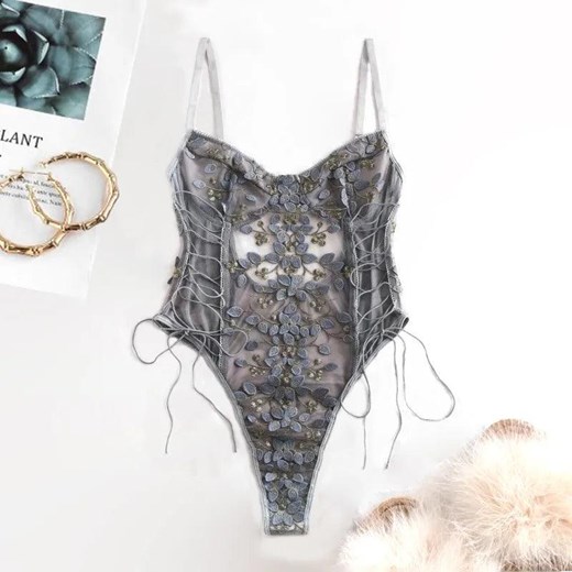 Body z haftem i wiązaniem - Różowy ze sklepu Intimica.pl w kategorii Body damskie - zdjęcie 178518507