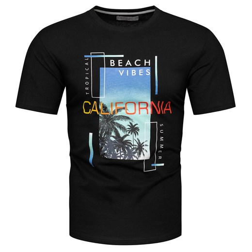 T-shirt męski bawełniany z nadrukiem czarny Recea ze sklepu Recea.pl w kategorii T-shirty męskie - zdjęcie 178524647